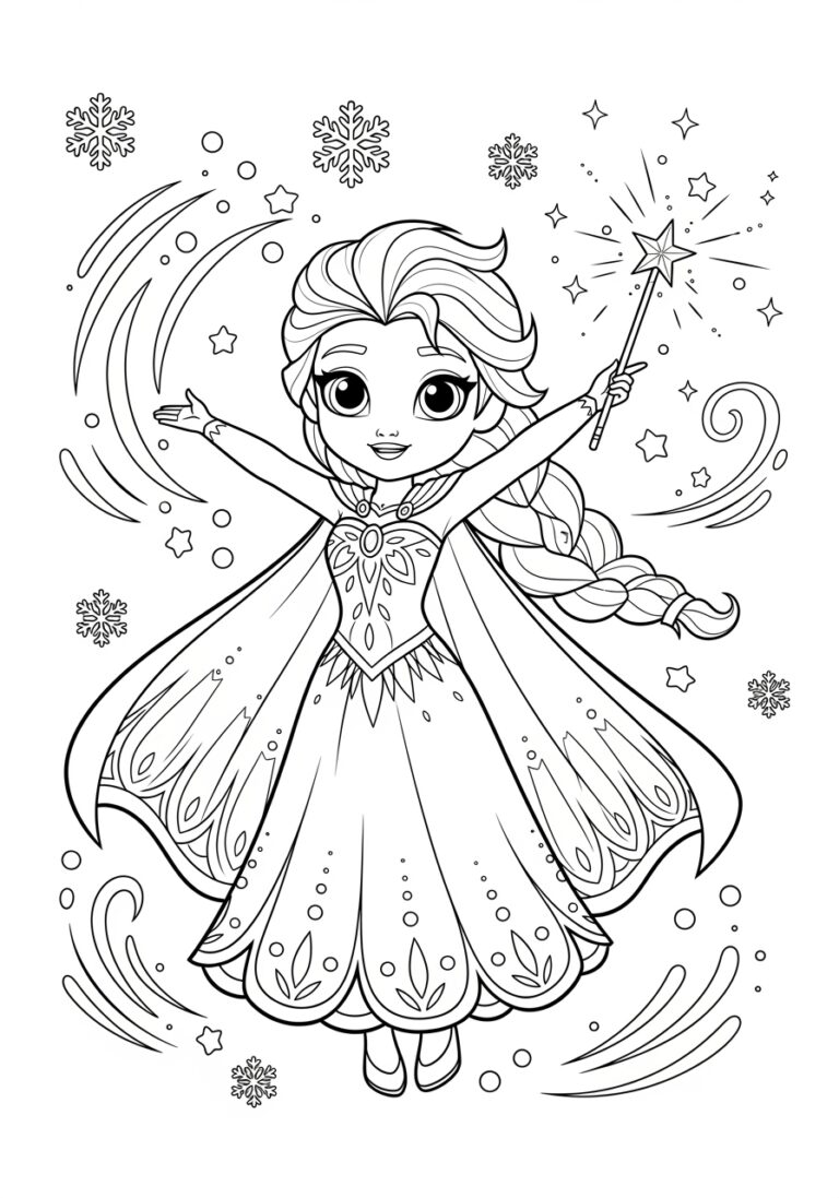 Cute Elsa Coloring Page Printable Princess Fun