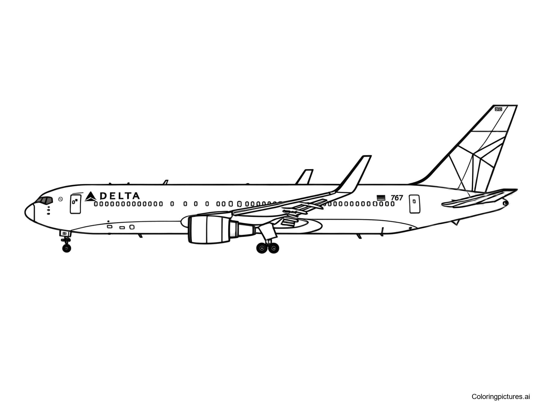 Delta Airplane Free Printable Coloring Page