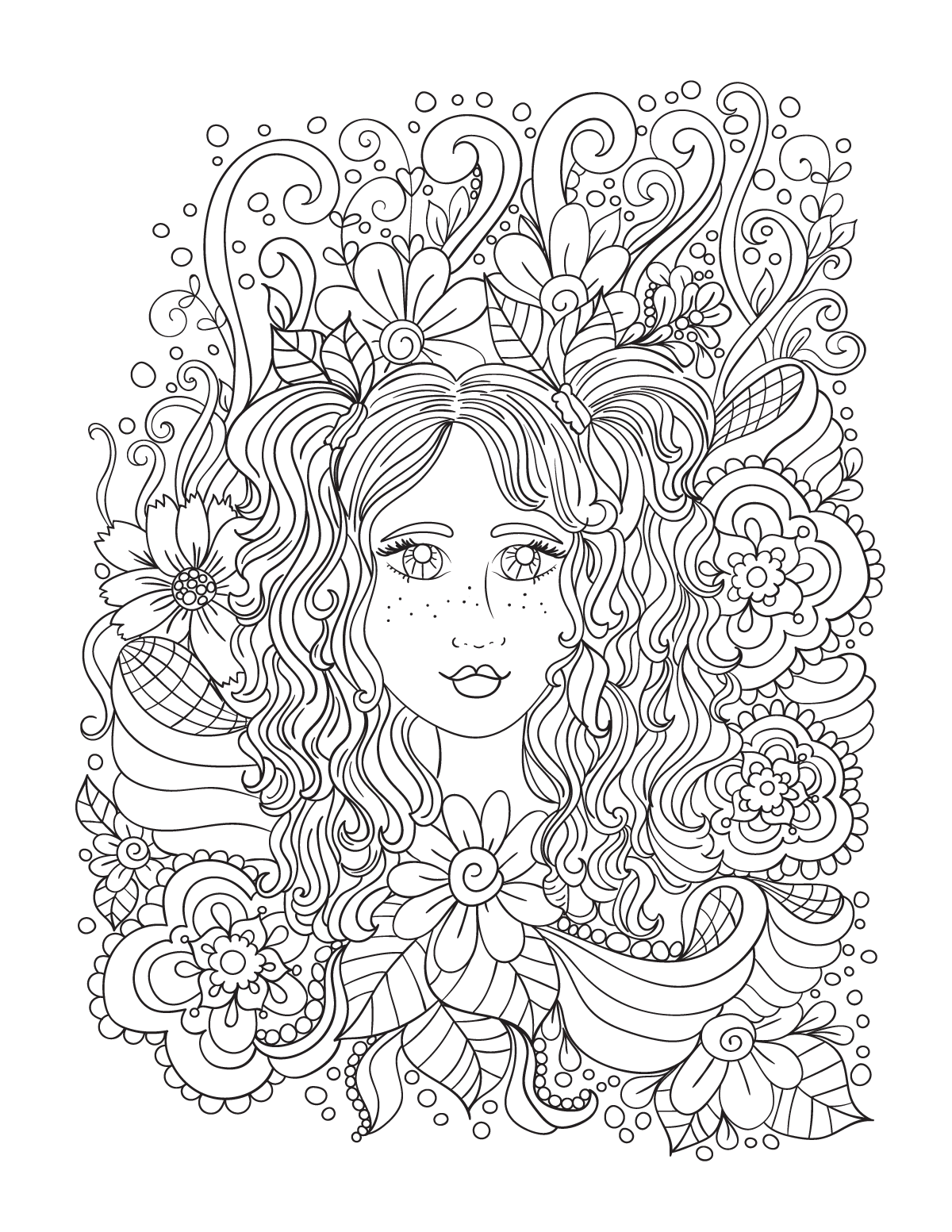 Digital Coloring Book Pages Girls And Flowers Vol 1 By ErikaVectorika TheHungryJPEG