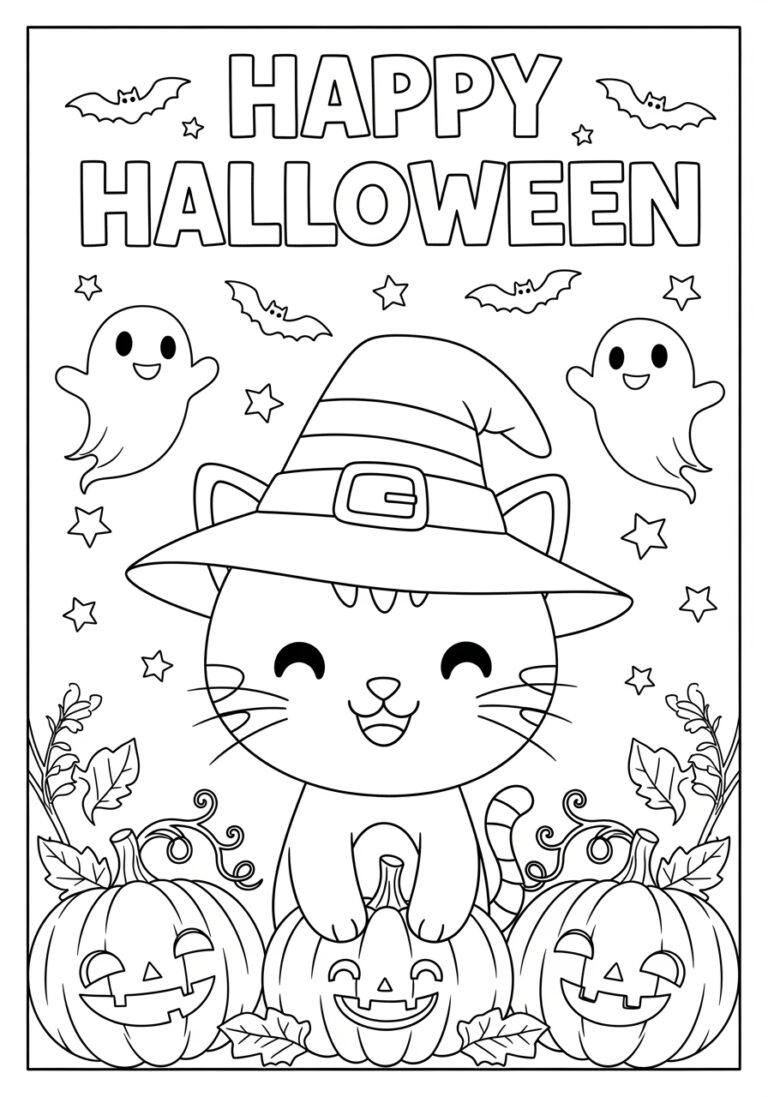 Easy Cute Halloween Coloring Pages For Kids Easy Cute Halloween Coloring Pages For Kids