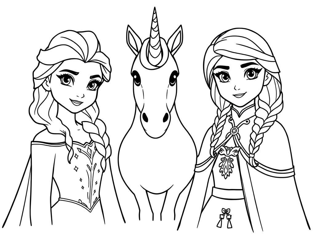 elsa anna coloring page