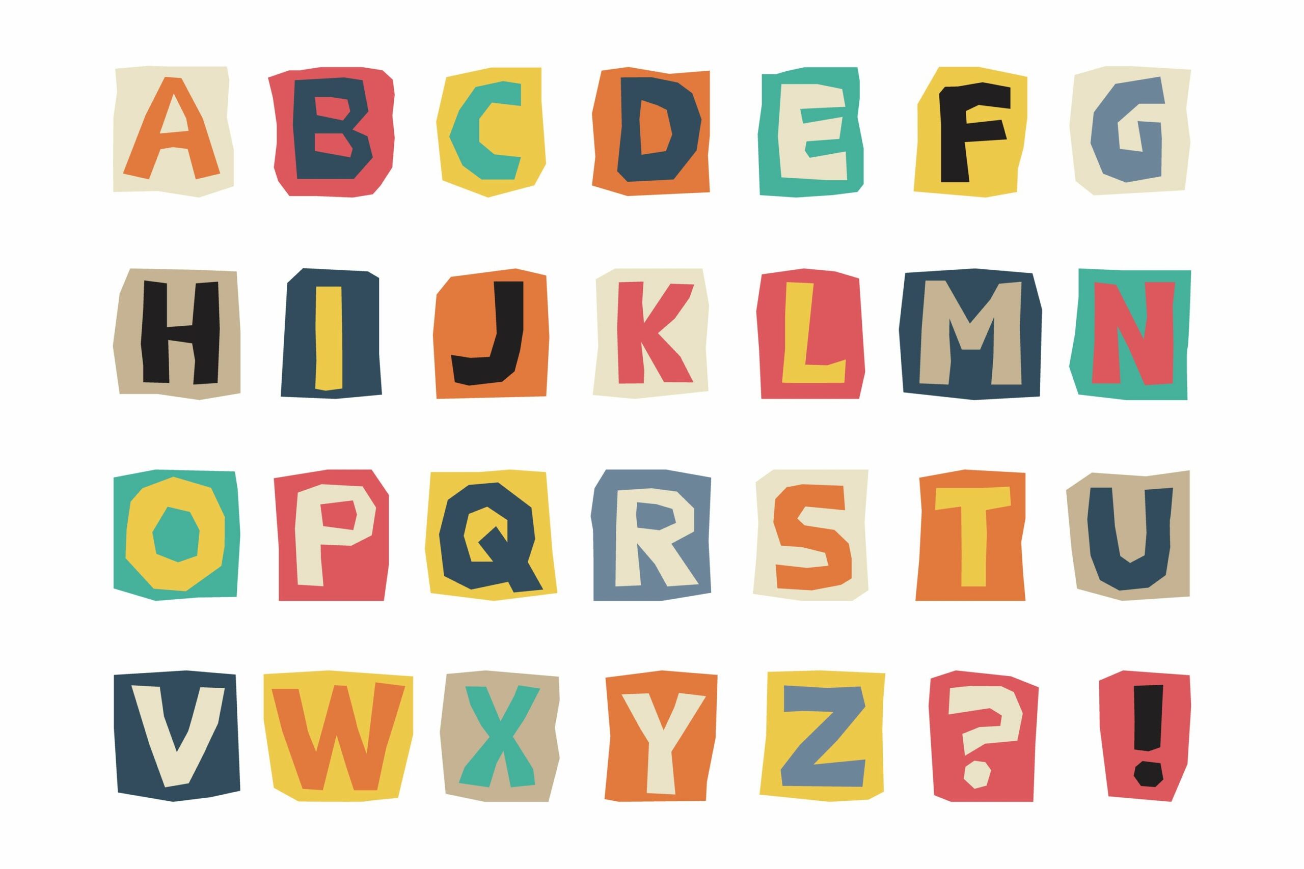 English Cutout Alphabet In Retro Style English Cutout Alphabet In Retro Style