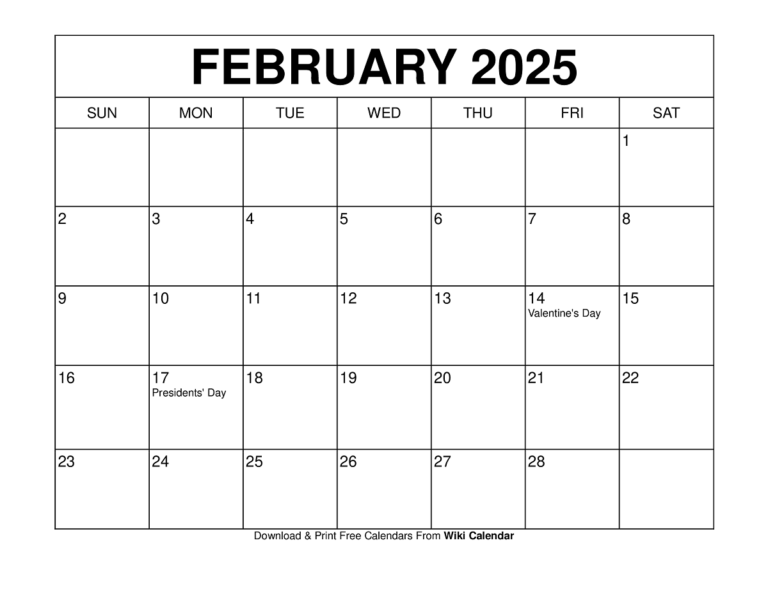 February 2025 Calendar Printable Templates More