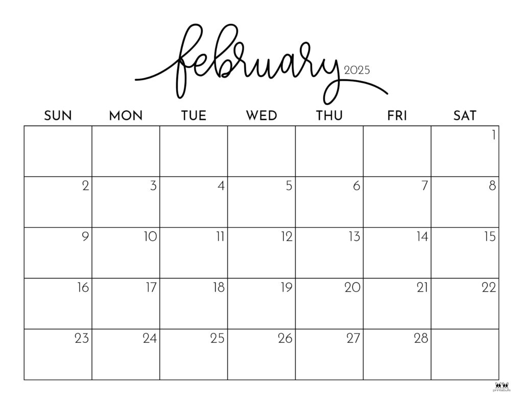 February 2025 Calendars 107 FREE Printables Printabulls