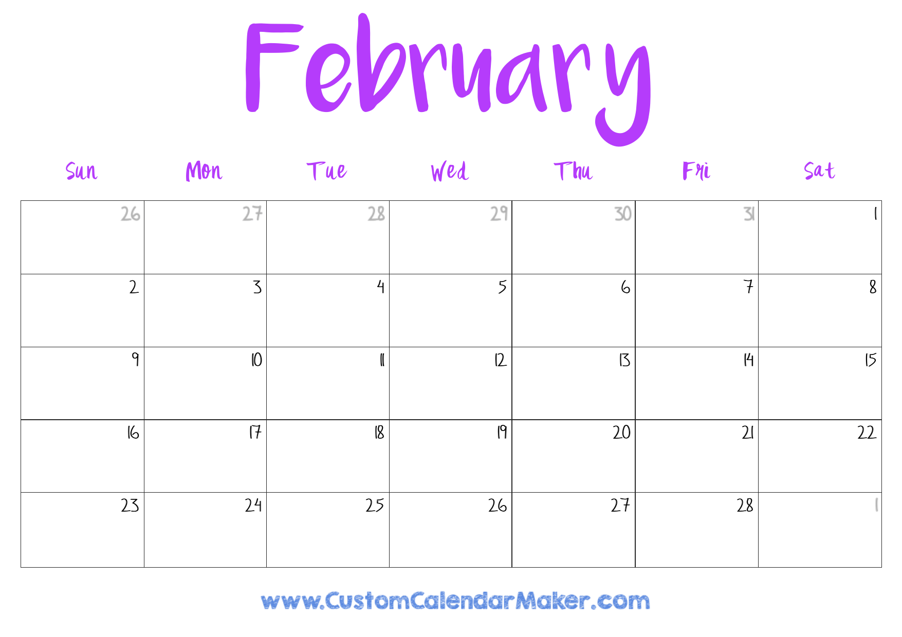 february calendar printable