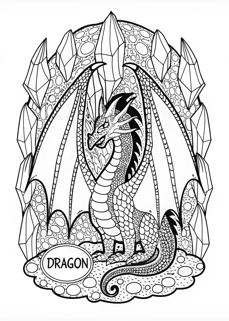 Fierce Mountain Dragon Coloring Page Free Printable