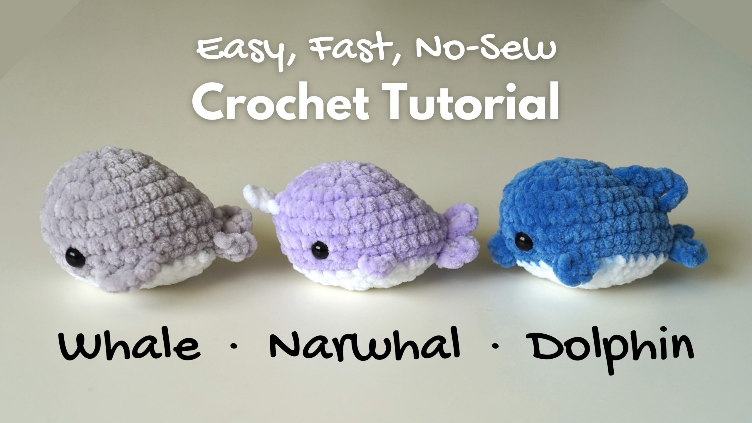Flipper Friends Free Amigurumi Crochet Pattern Whale Narwhal Dolphin Sweet Softies