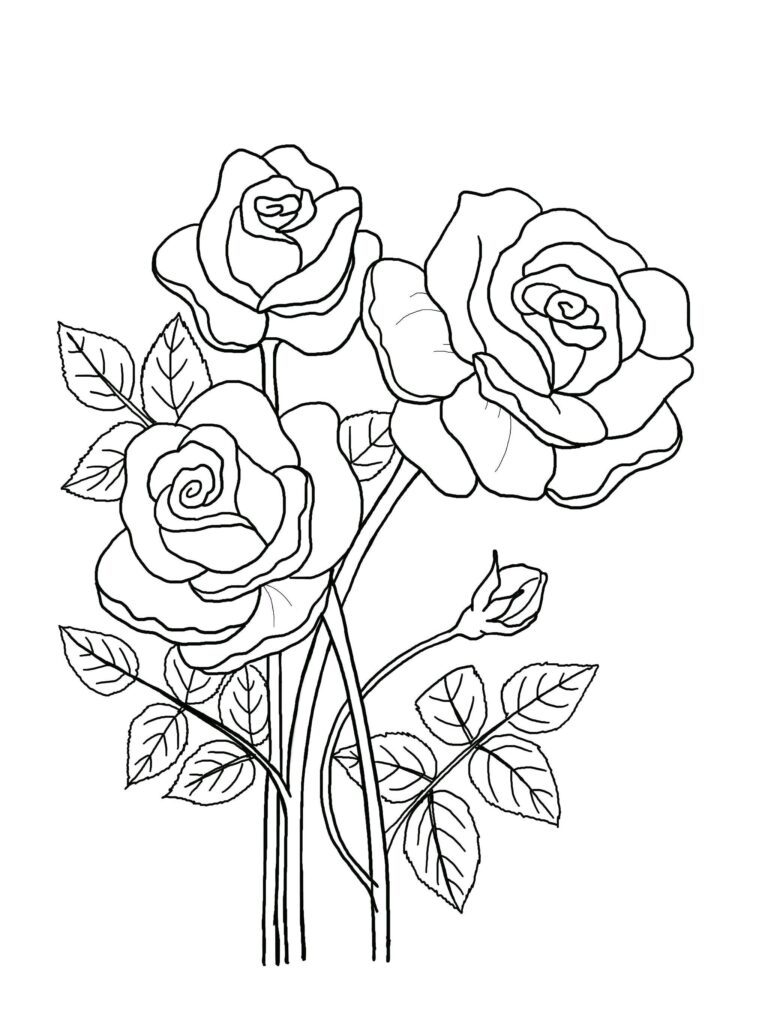 Floral Coloring Pages Hand drawn Flowers 5 page Book PDF JPG Etsy