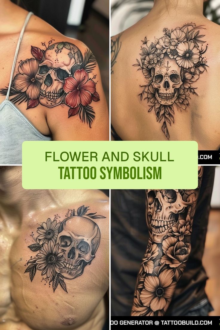 Flower And Skull Tattoo Symbolism Flower And Skull Tattoo Symbolism