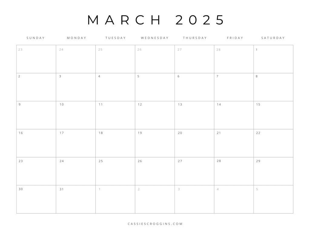 march calendar 2025 printable