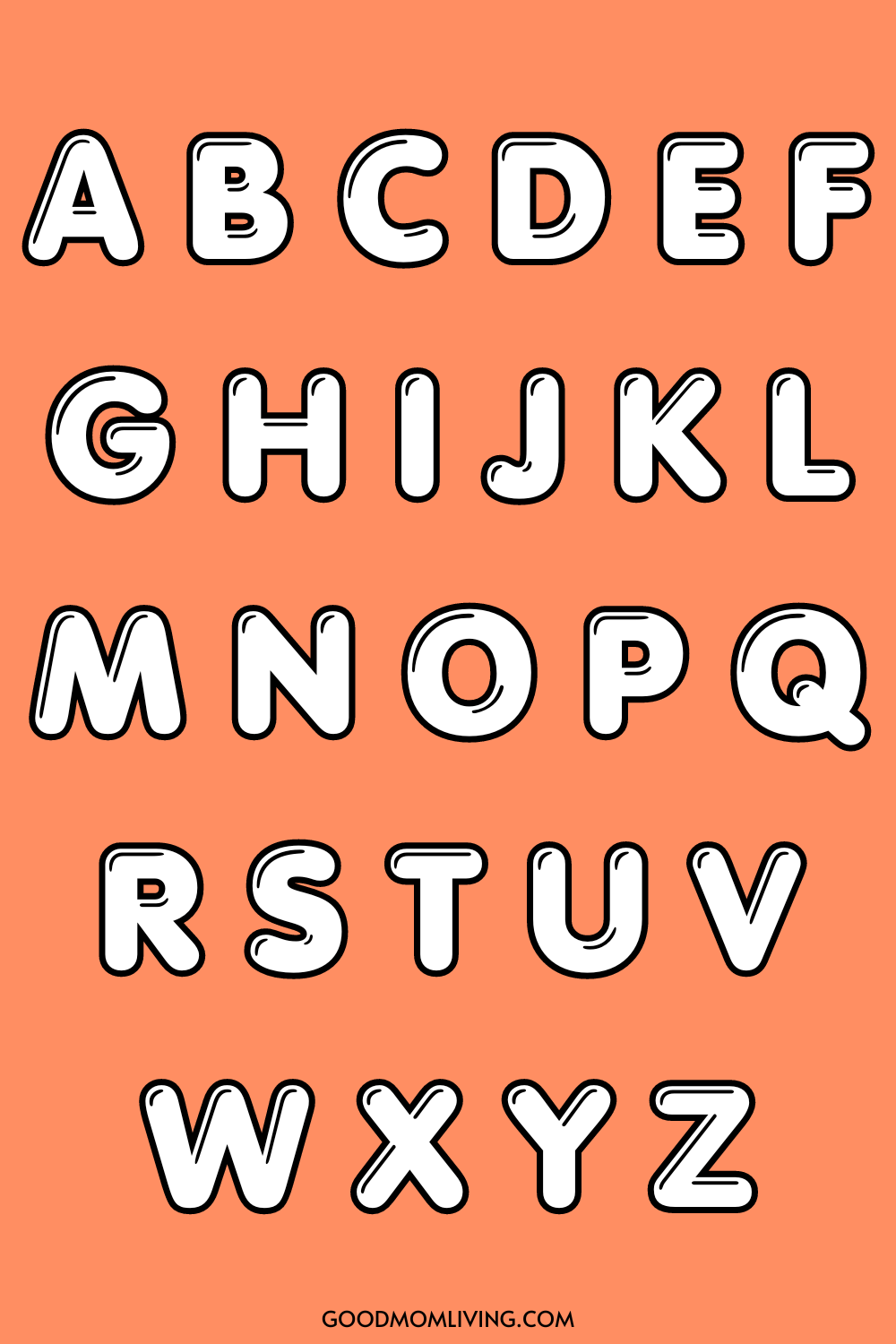 Free Printable Bubble Letters Alphabet Good Mom Living Worksheets Library