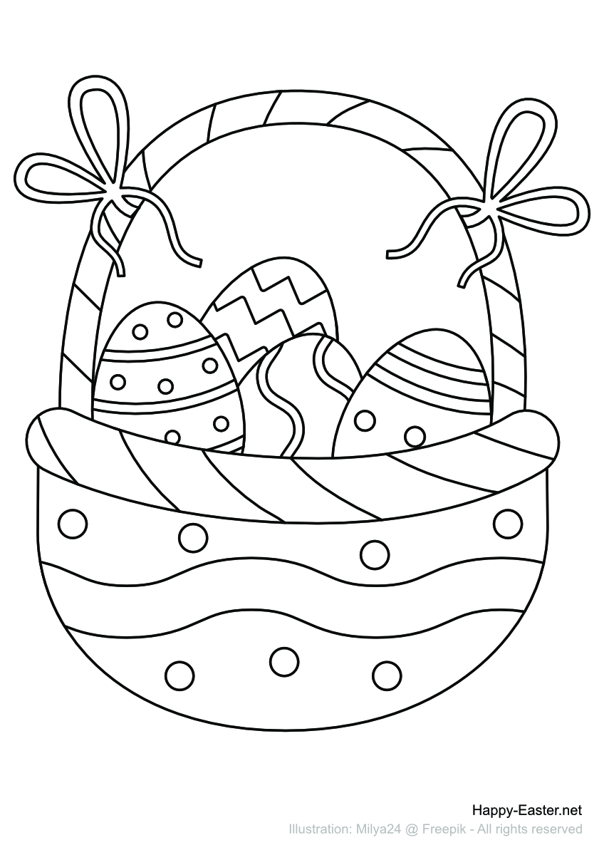 Free Printable Coloring Page Easter Egg Basket With Bows Free Printable Coloring Page Easter Egg Basket With Bows