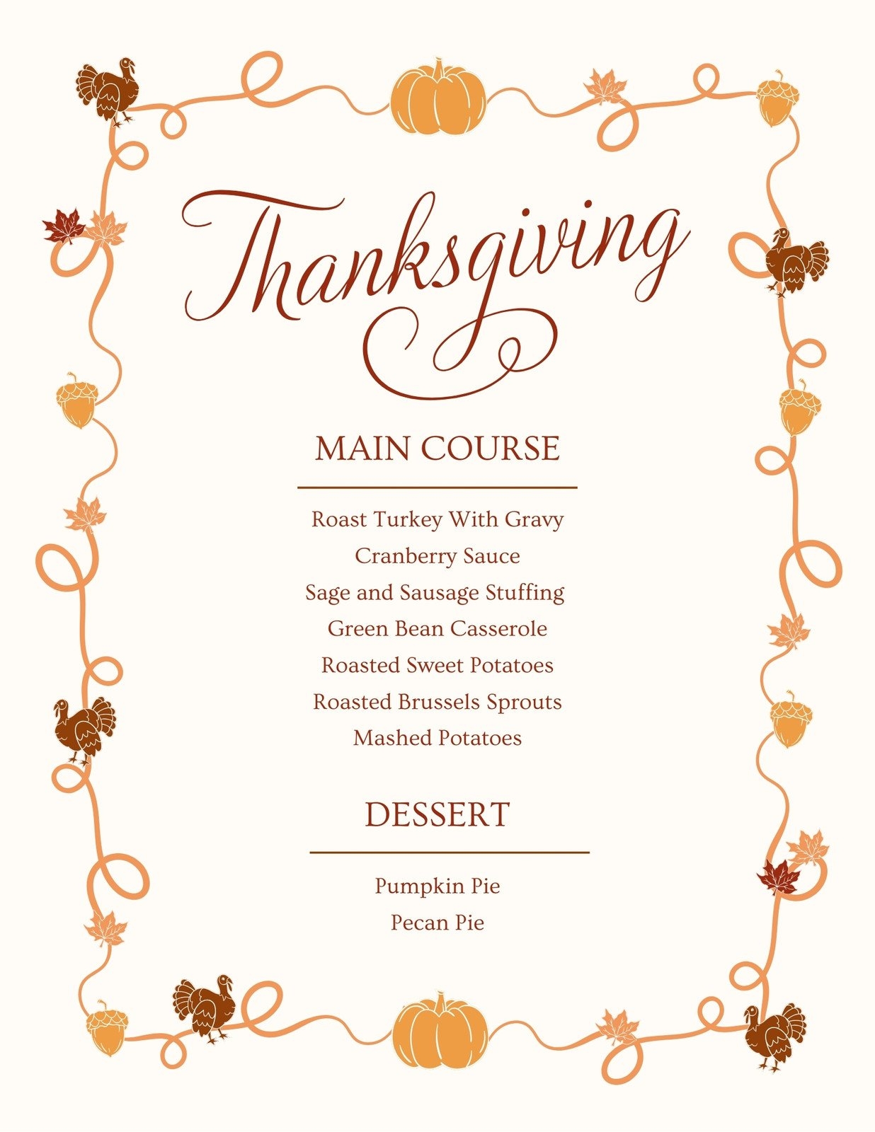 Free Printable Customizable Thanksgiving Menu Templates Canva Free Printable Customizable Thanksgiving Menu Templates Canva