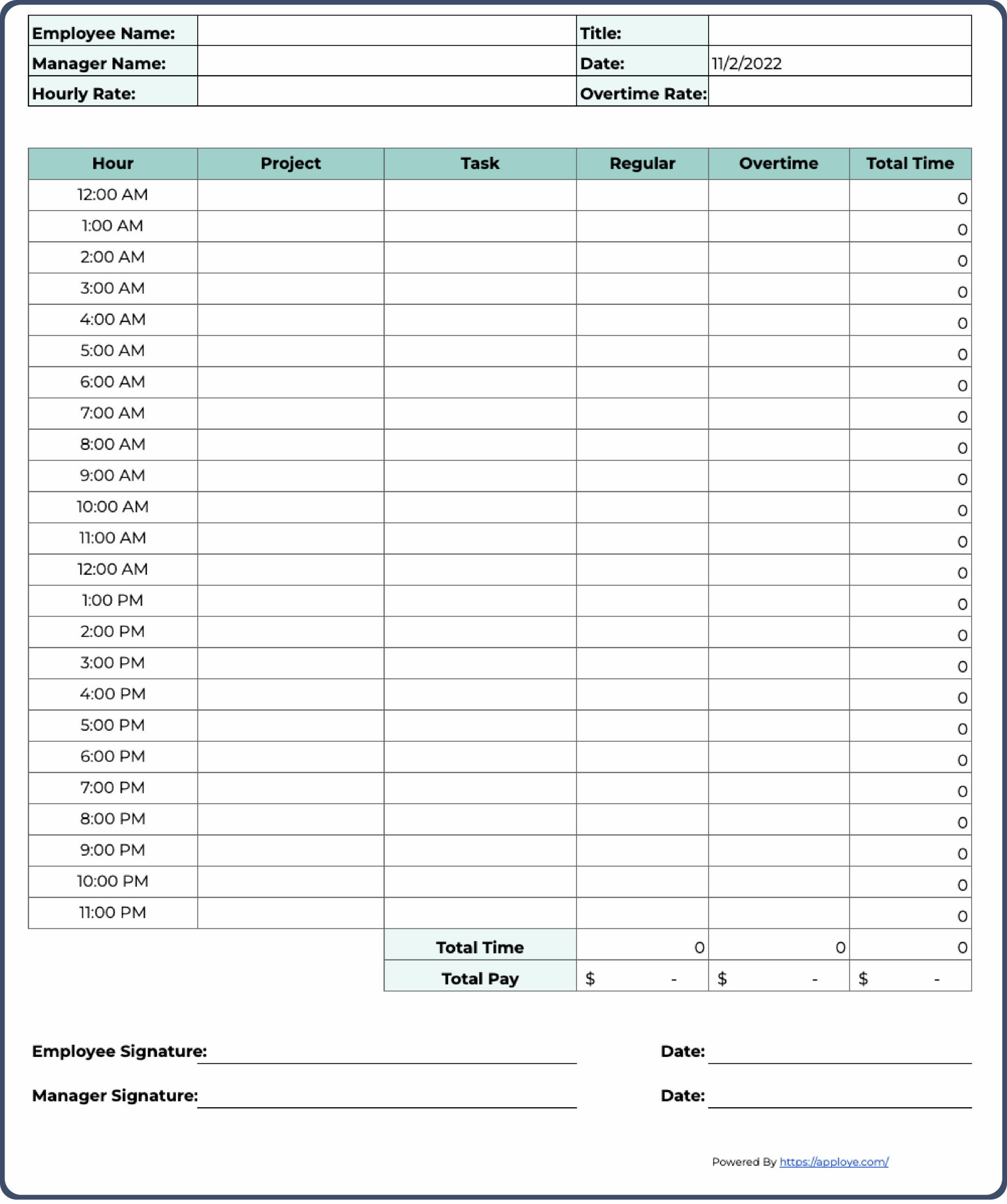 Free Printable Timesheet Templates Excel Word PDF Worksheets Library