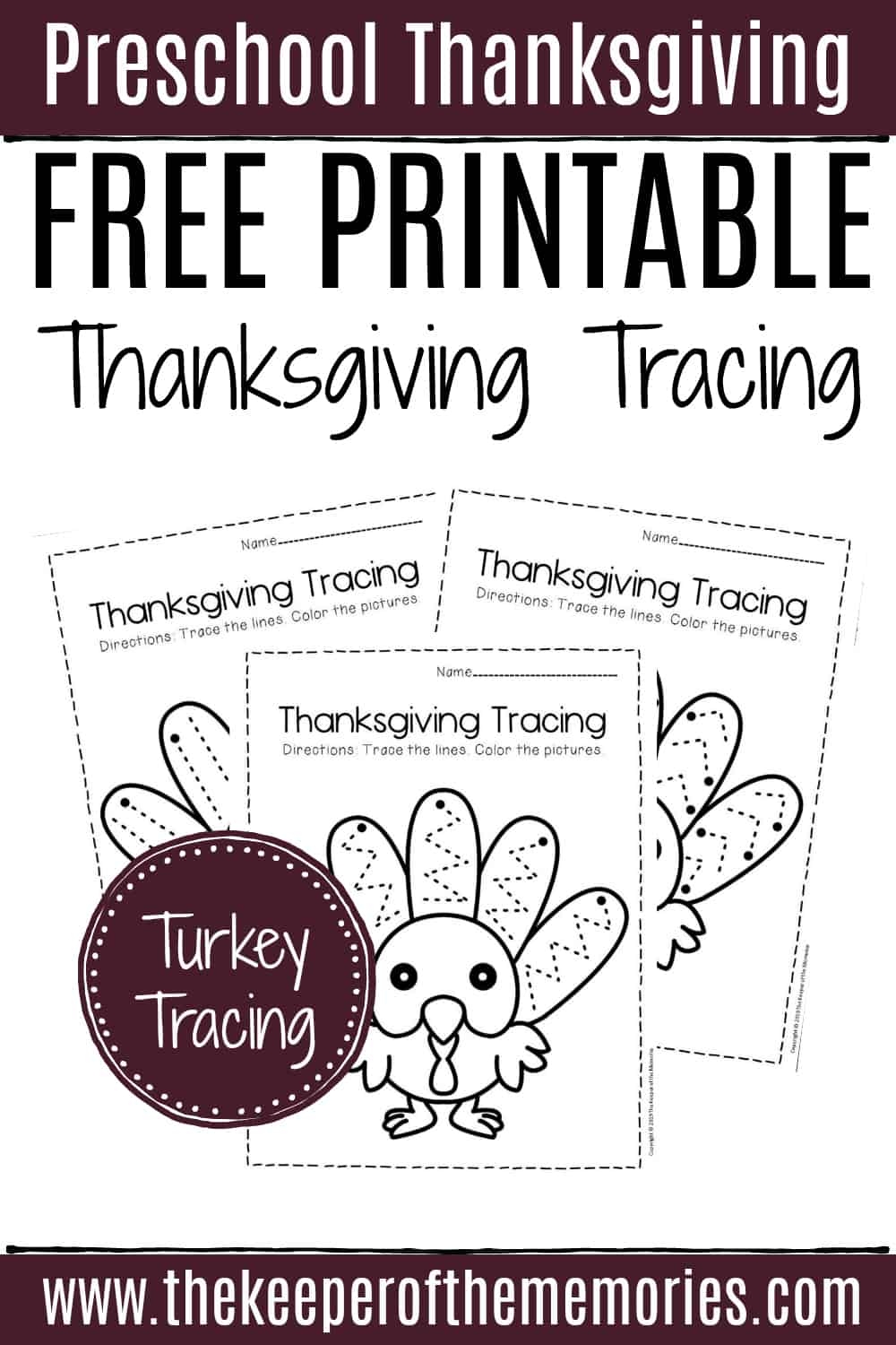 Free Printable Tracing Thanksgiving Preschool Worksheets