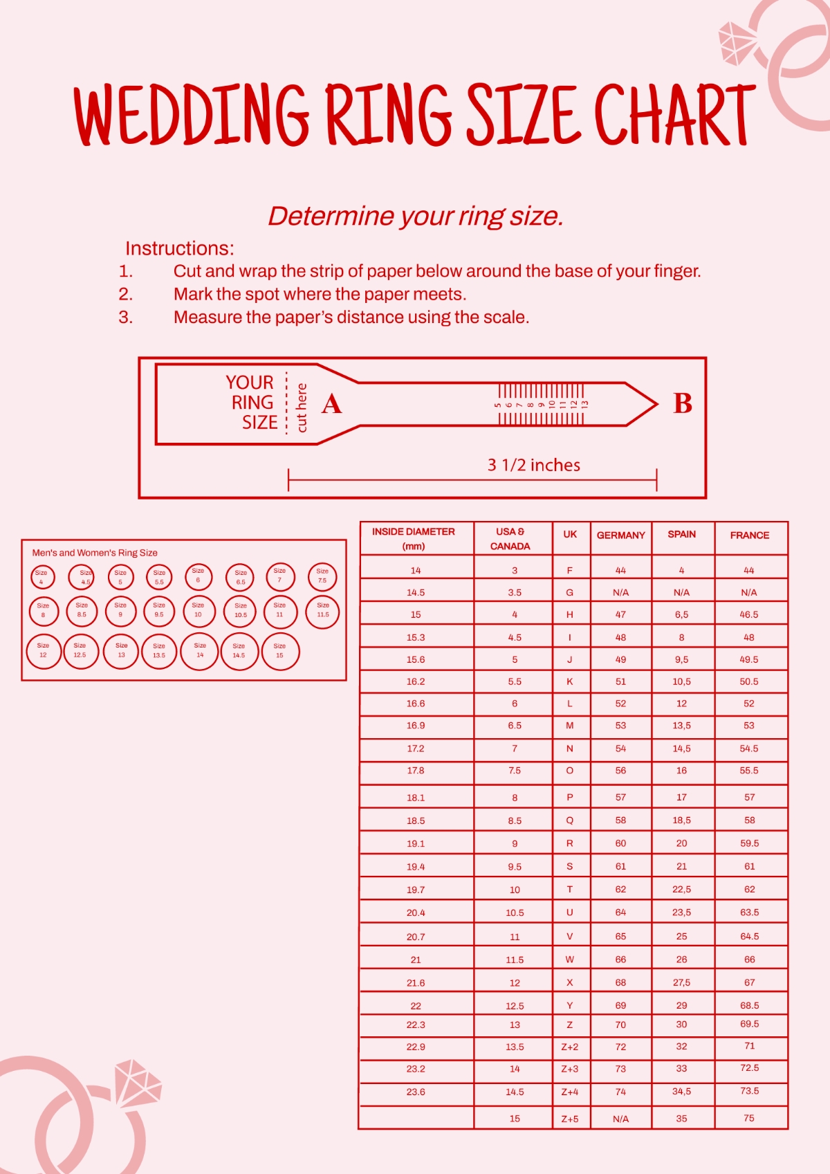 Free Wedding Ring Size Chart Template To Edit Online Free Wedding Ring Size Chart Template To Edit Online