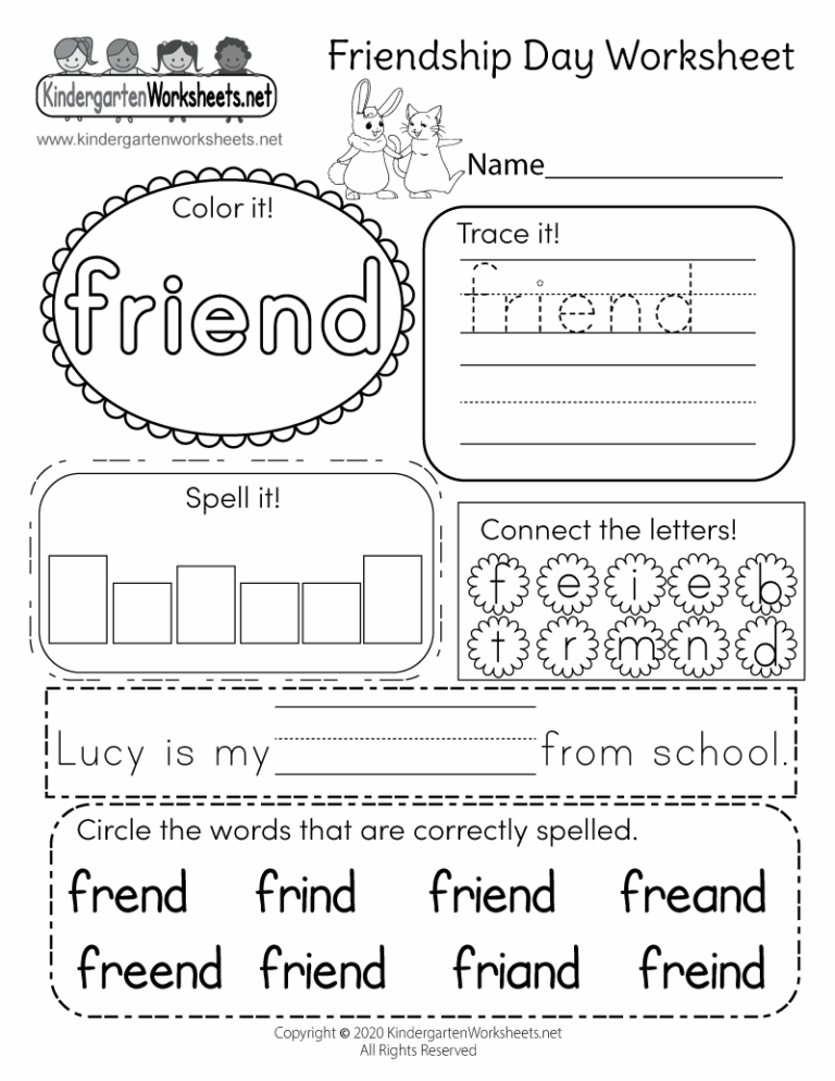 Friendship Day Worksheet Free Printable Digital PDF