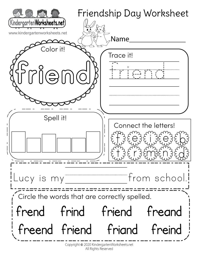 Friendship Day Worksheet Free Printable Digital PDF