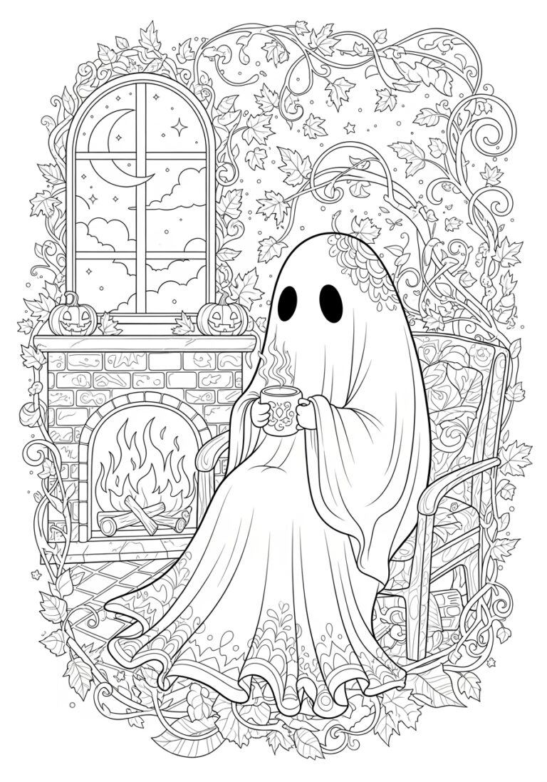 Ghost Coloring Pages For Adults Printable Relaxing