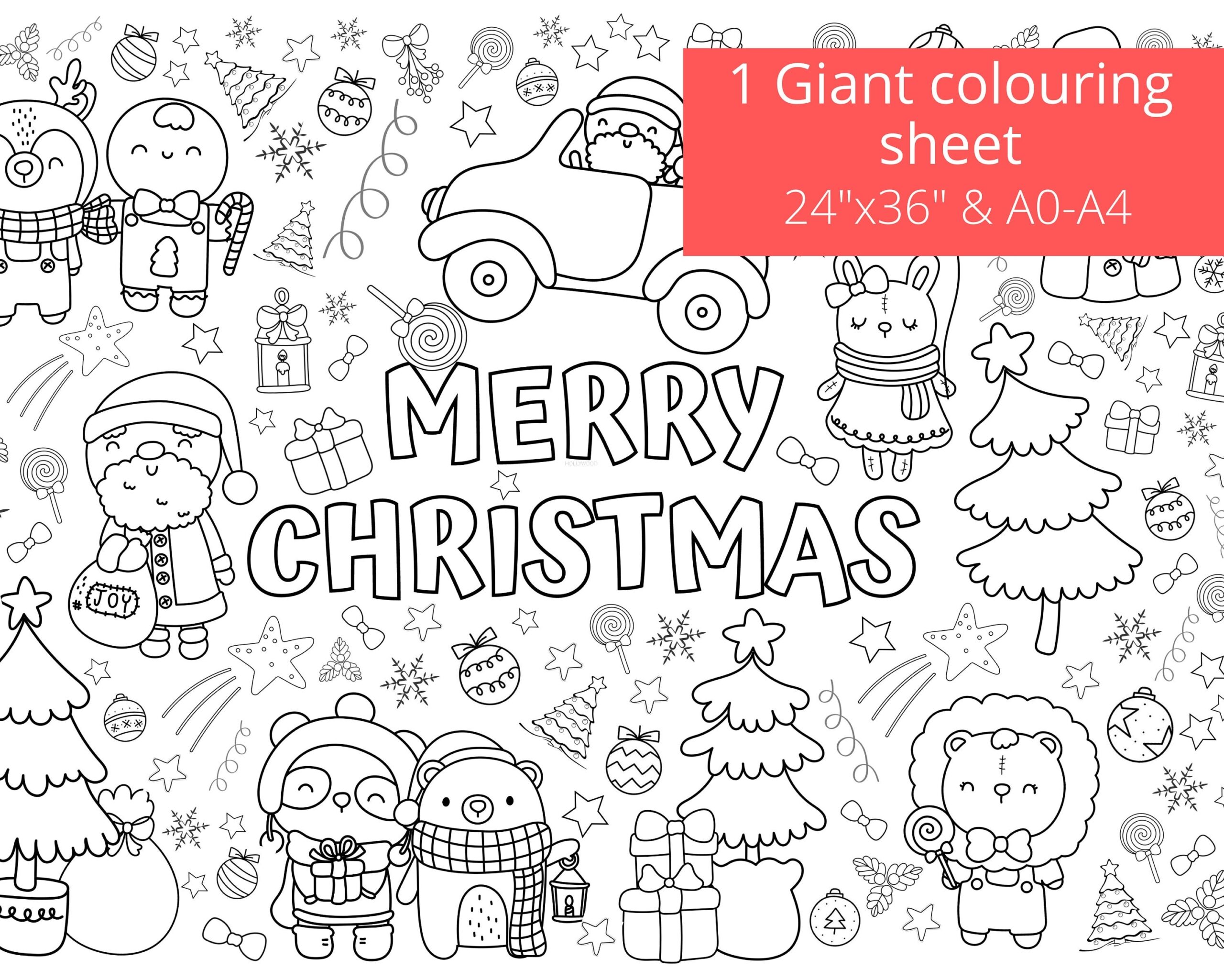 Giant Christmas Coloring Page Printable Activity Sheet digital Download Etsy