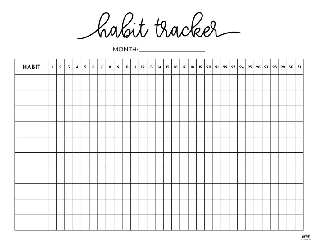 Habit Trackers 25 FREE Printables Printabulls