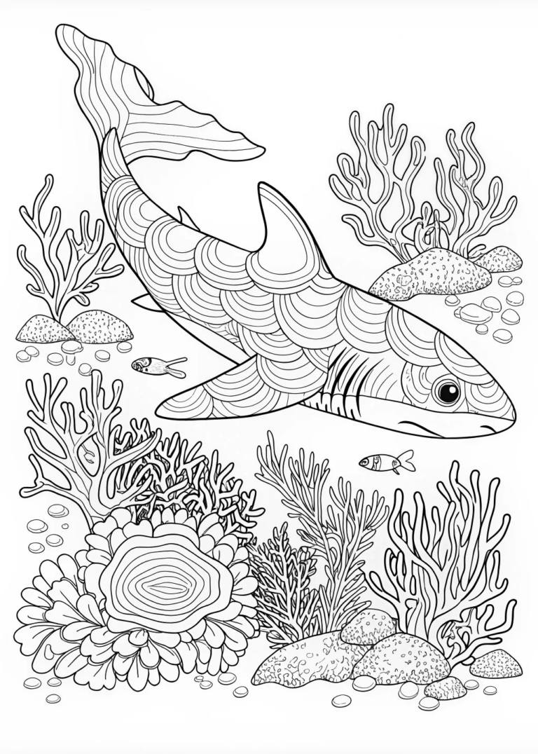 Hammerhead Shark Adventures Underwater Coloring Page Free Printable