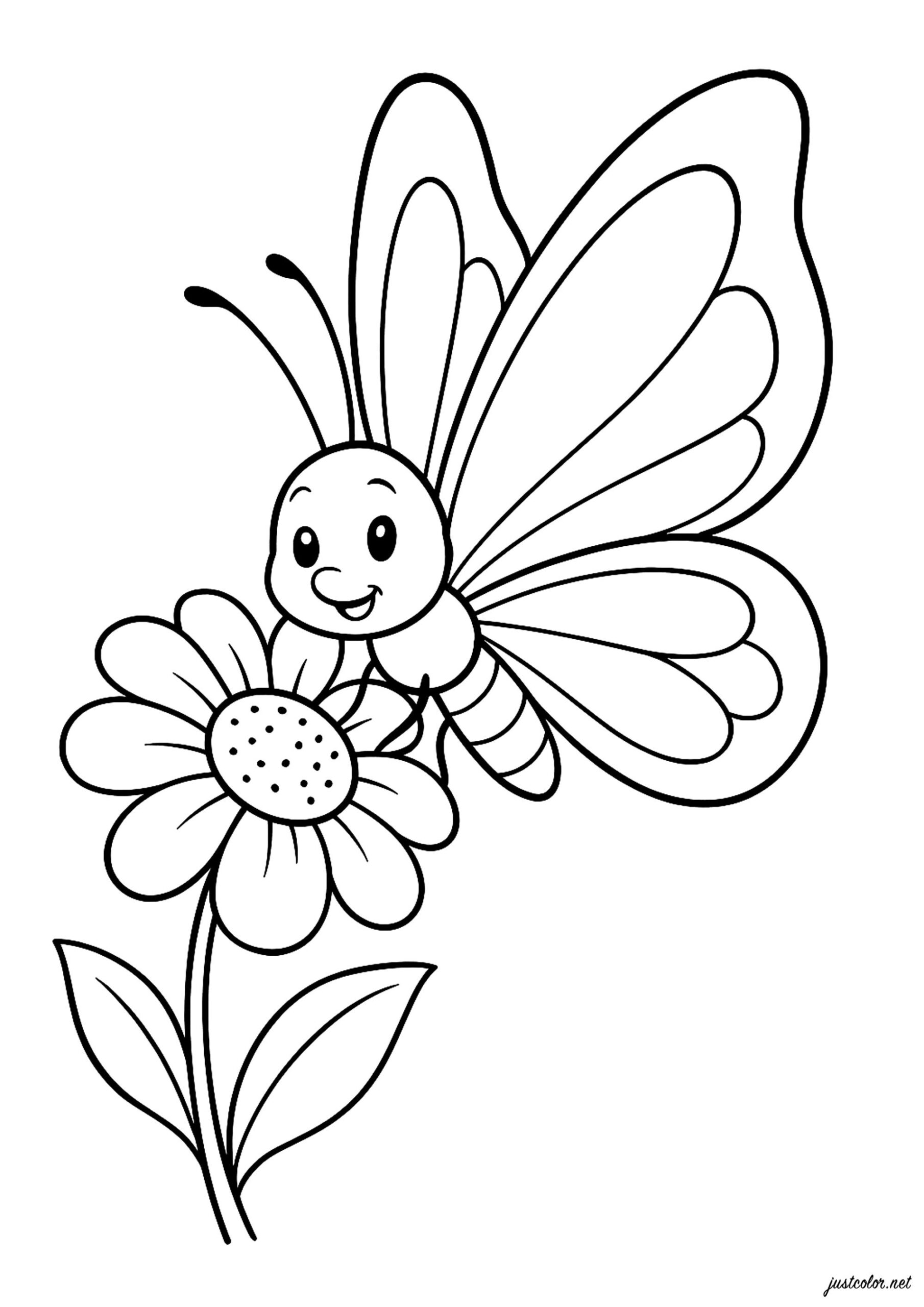 kid flower coloring page
