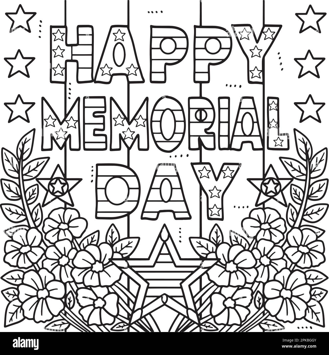 Happy Memorial Day Coloring Page For Kids Stock Vector Image Art Alamy