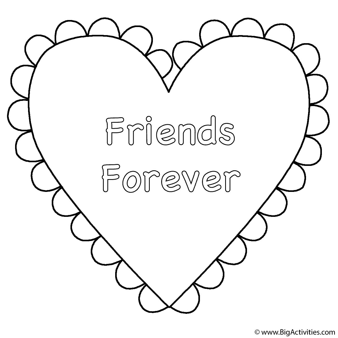 Heart Friends Forever Coloring Page Valentine s Day 