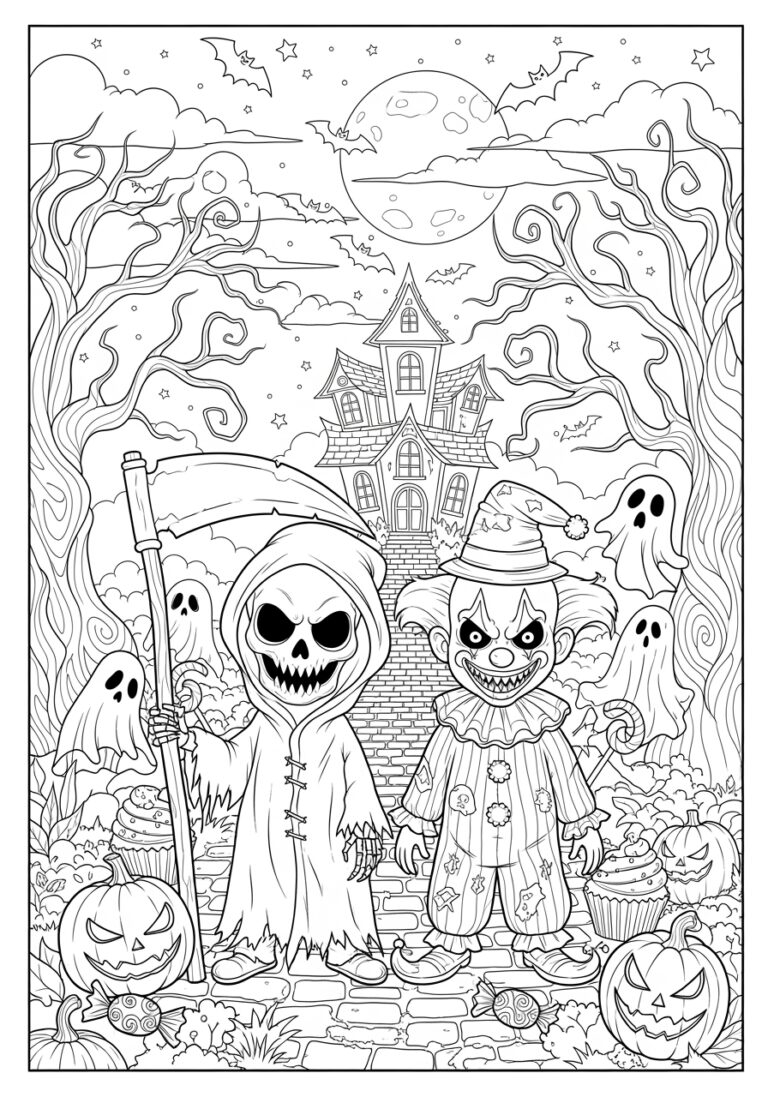Horror Scary Halloween Coloring Pages For Kids Horror Scary Halloween Coloring Pages For Kids