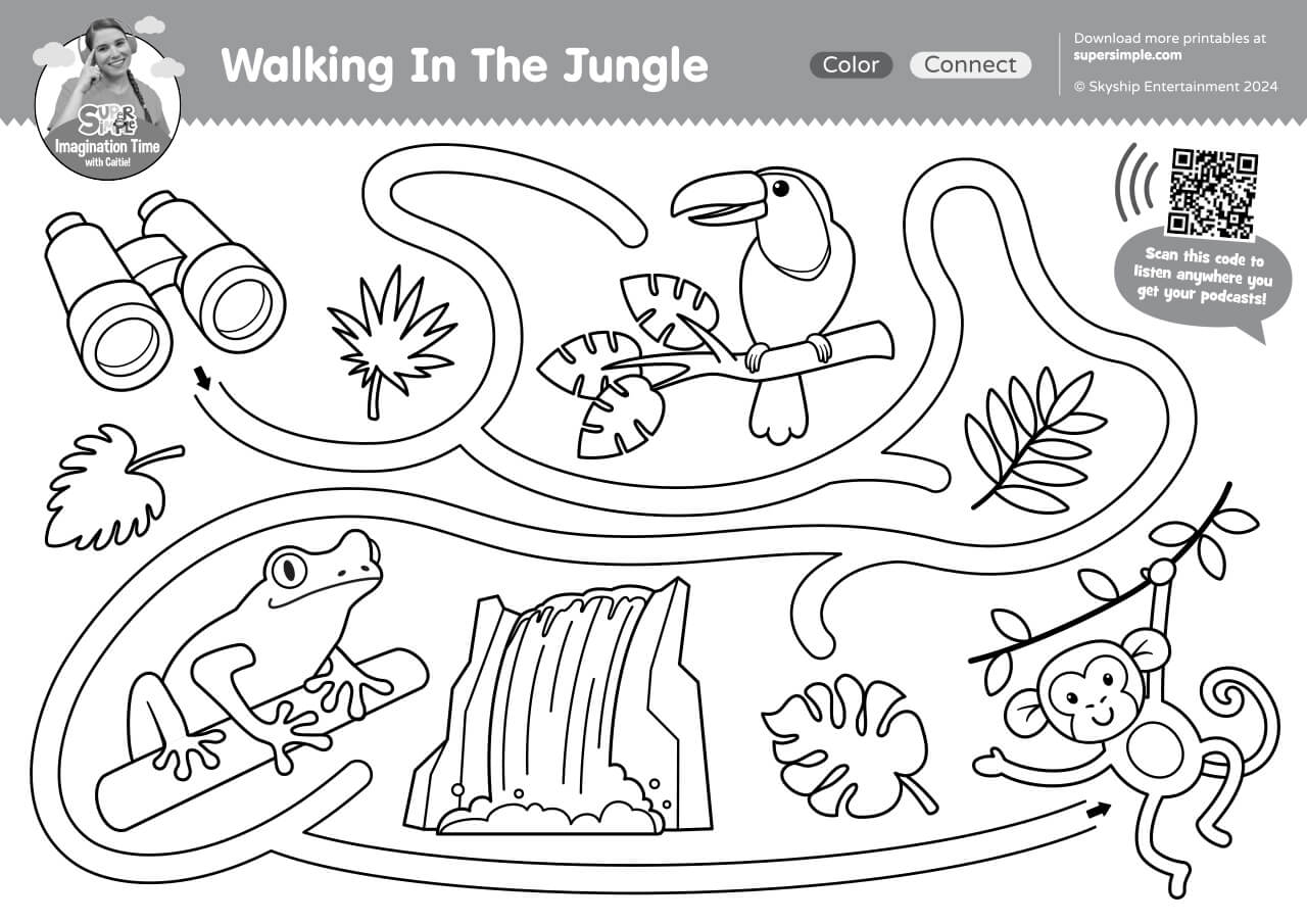 Imagination Time Walking In The Jungle Coloring Page Super Simple Imagination Time Walking In The Jungle Coloring Page Super Simple