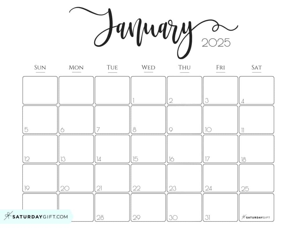 January 2025 Calendar 20 Cute FREE Printables SaturdayGift January 2025 Calendar 20 Cute FREE Printables SaturdayGift