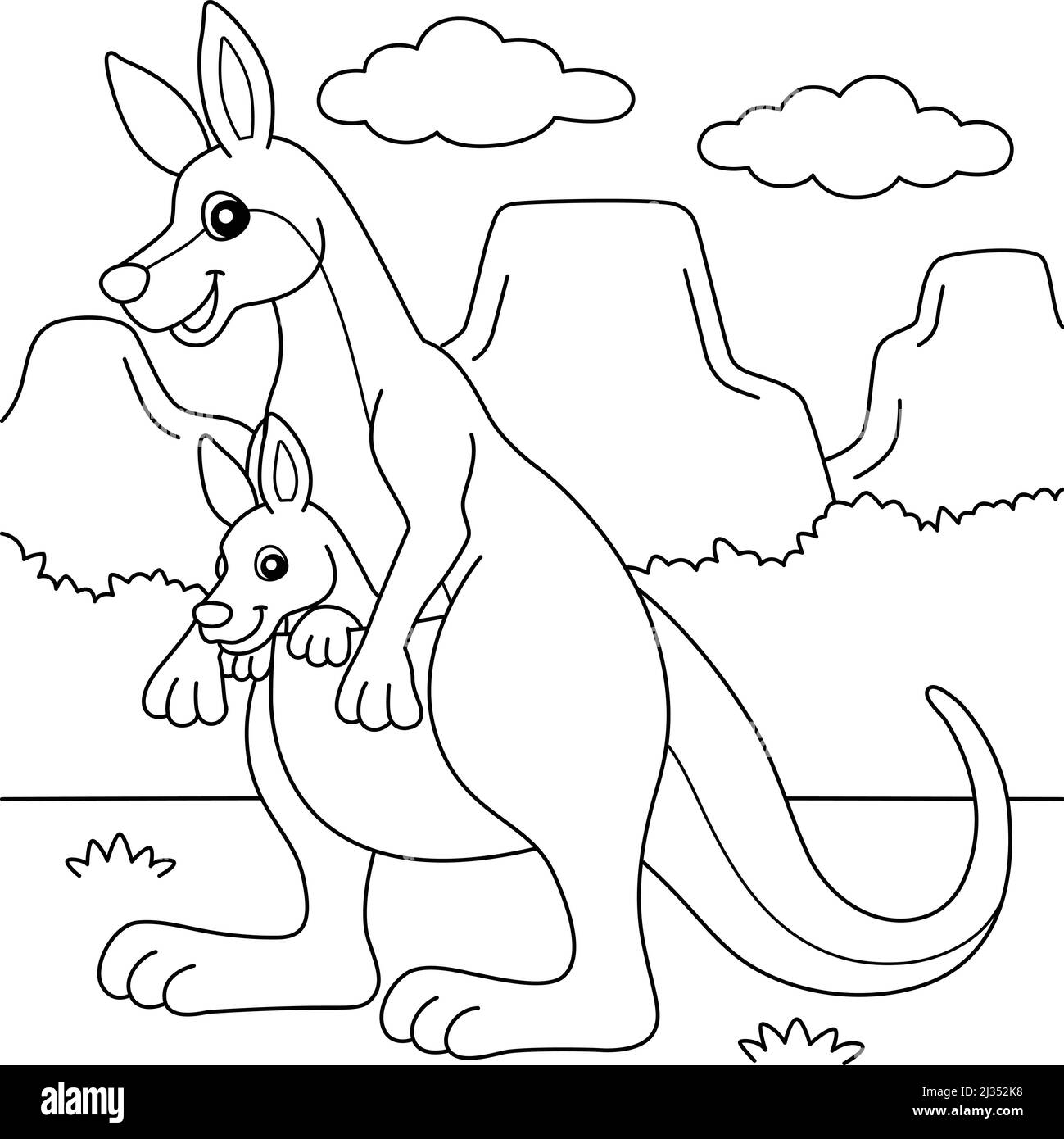 Kangaroo With Baby Coloring Page For Kids Stock Vector Image Art Alamy Kangaroo With Baby Coloring Page For Kids Stock Vector Image Art Alamy