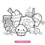Kawaii Sweets Doodle FREE Coloring Page Printalbe PDF 