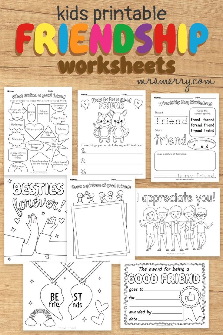 free printable friendship worksheets for kindergarten