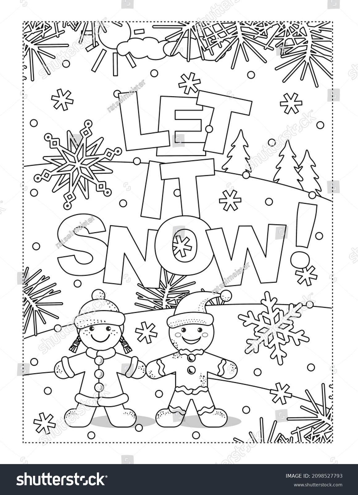 Let Snow Winter Winter Holidays Coloring Stock Illustration 2098527793 Shutterstock