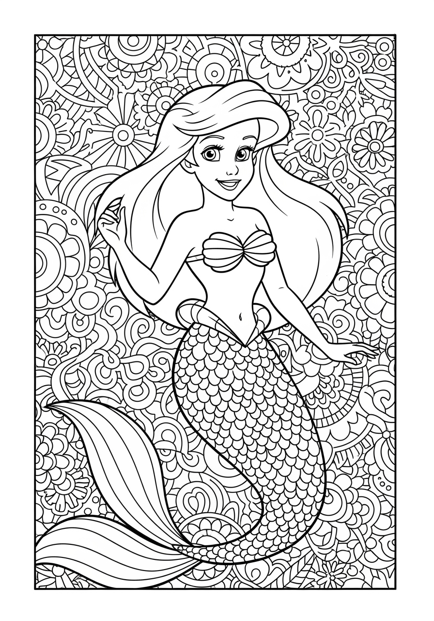 Little Ariel Coloring Page Printable Fun For Kids Little Ariel Coloring Page Printable Fun For Kids