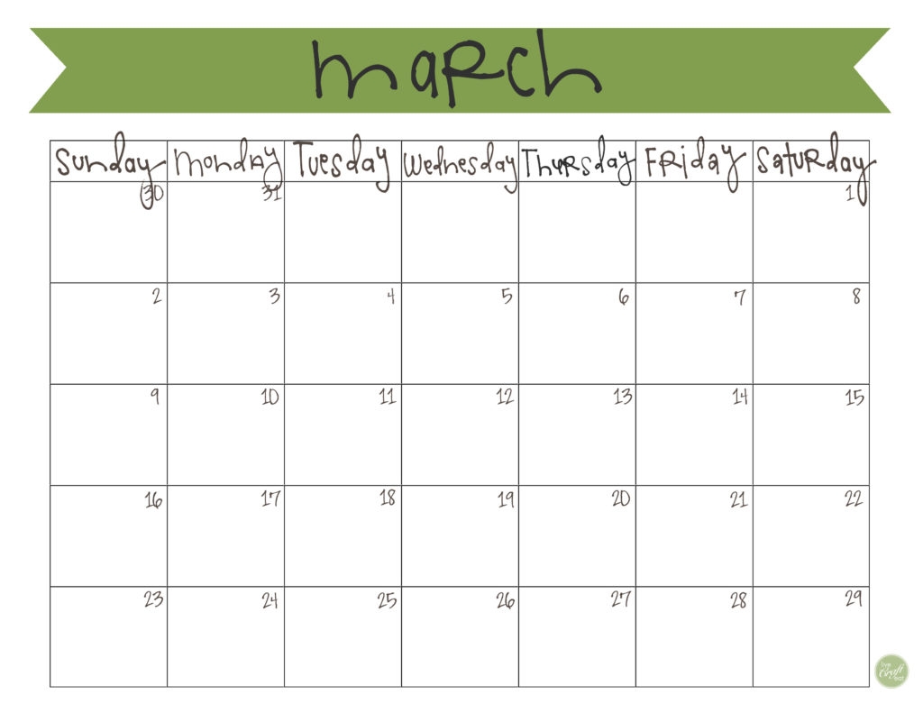 March 2014 Calendar Free Printable Live Craft Eat March 2014 Calendar Free Printable Live Craft Eat