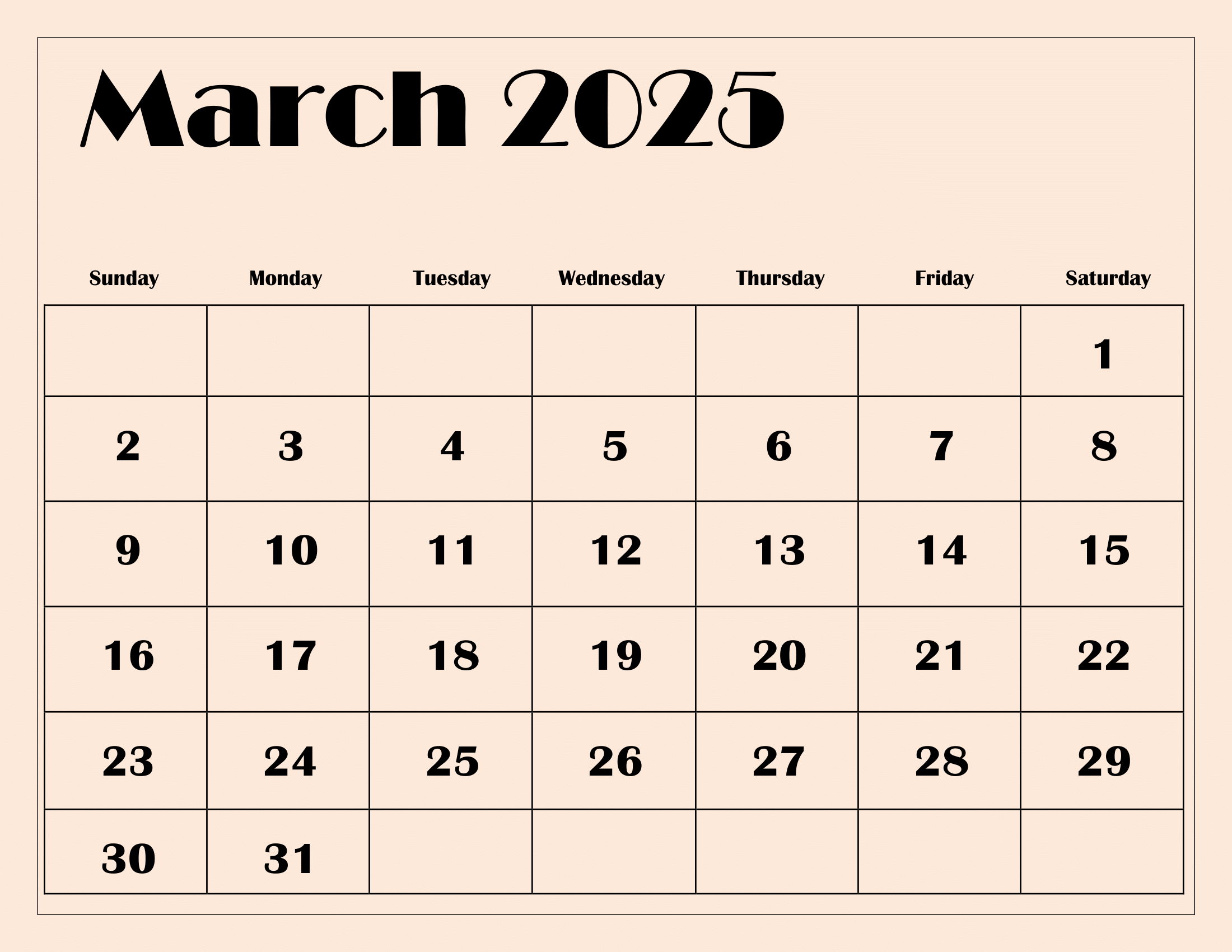 March 2025 Calendar Printable PDF Template With Holidays March 2025 Calendar Printable PDF Template With Holidays