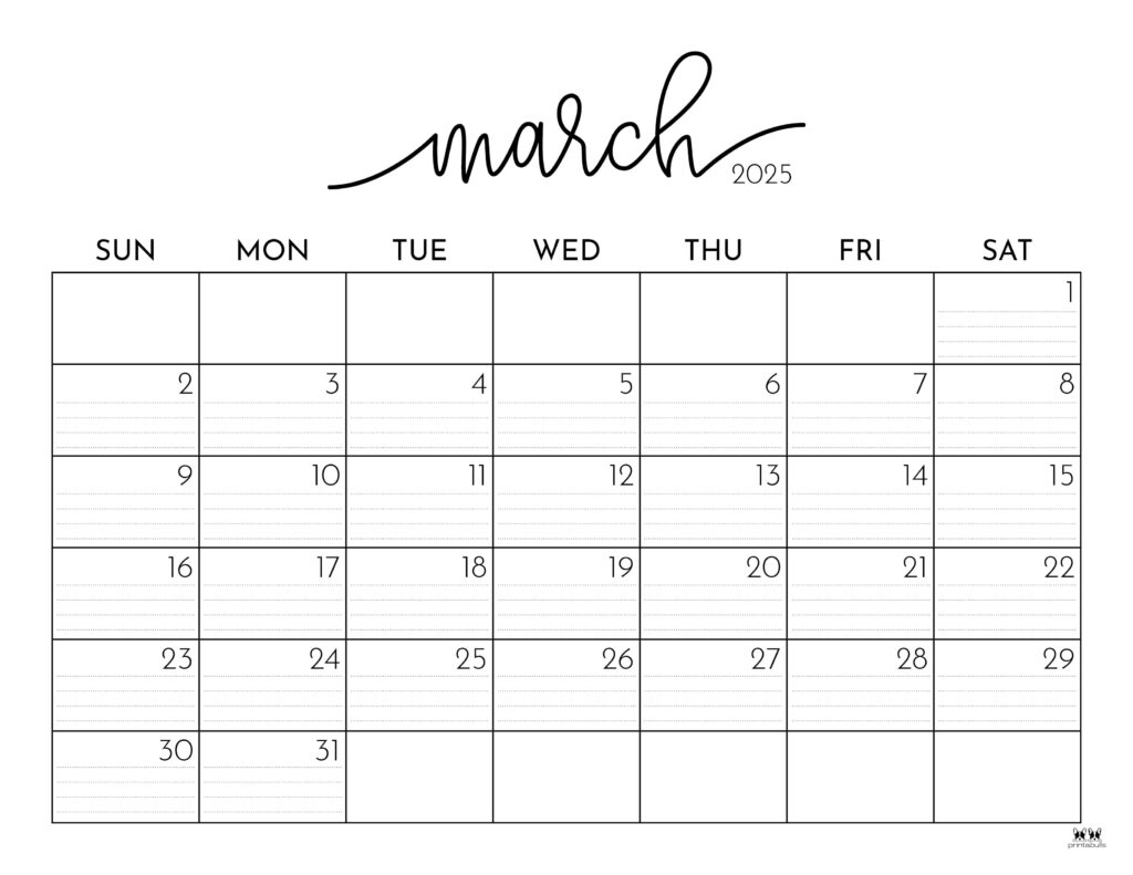 March 2025 Calendars 107 FREE Printables Printabulls
