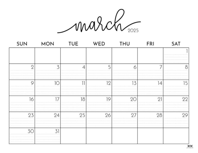 March 2025 Calendars 107 FREE Printables Printabulls