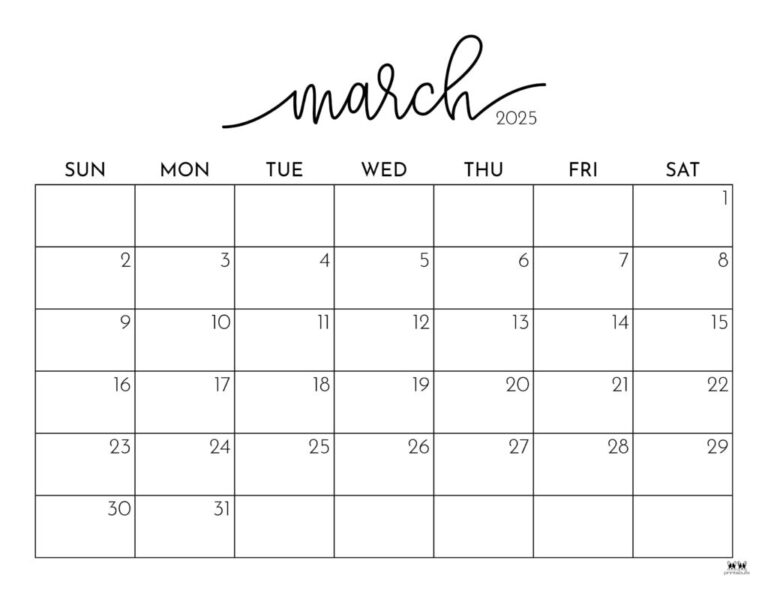 March 2025 Calendars 107 FREE Printables Printabulls