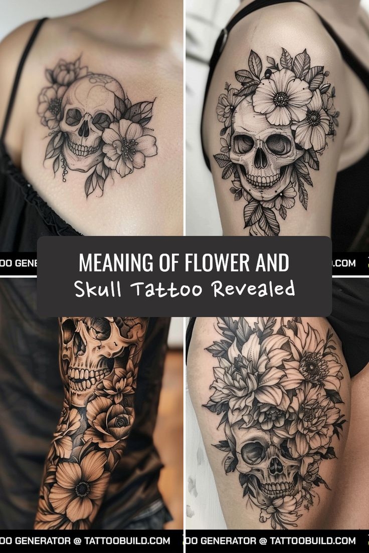 flower tattoos with skulls flower tattoos with skulls
