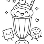 Milk Shake And Cakes Kawaii Coloring Pages