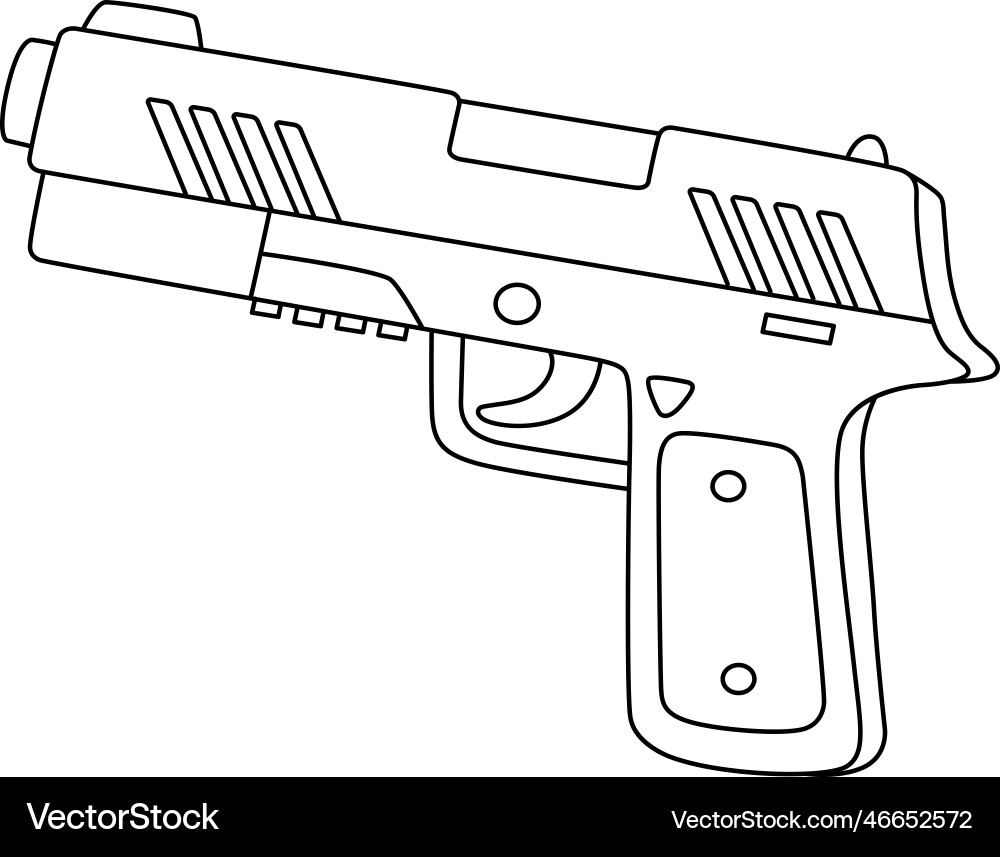 Police Officer Hand Gun Isolated Coloring Page Royalty Free Vector VectorStock