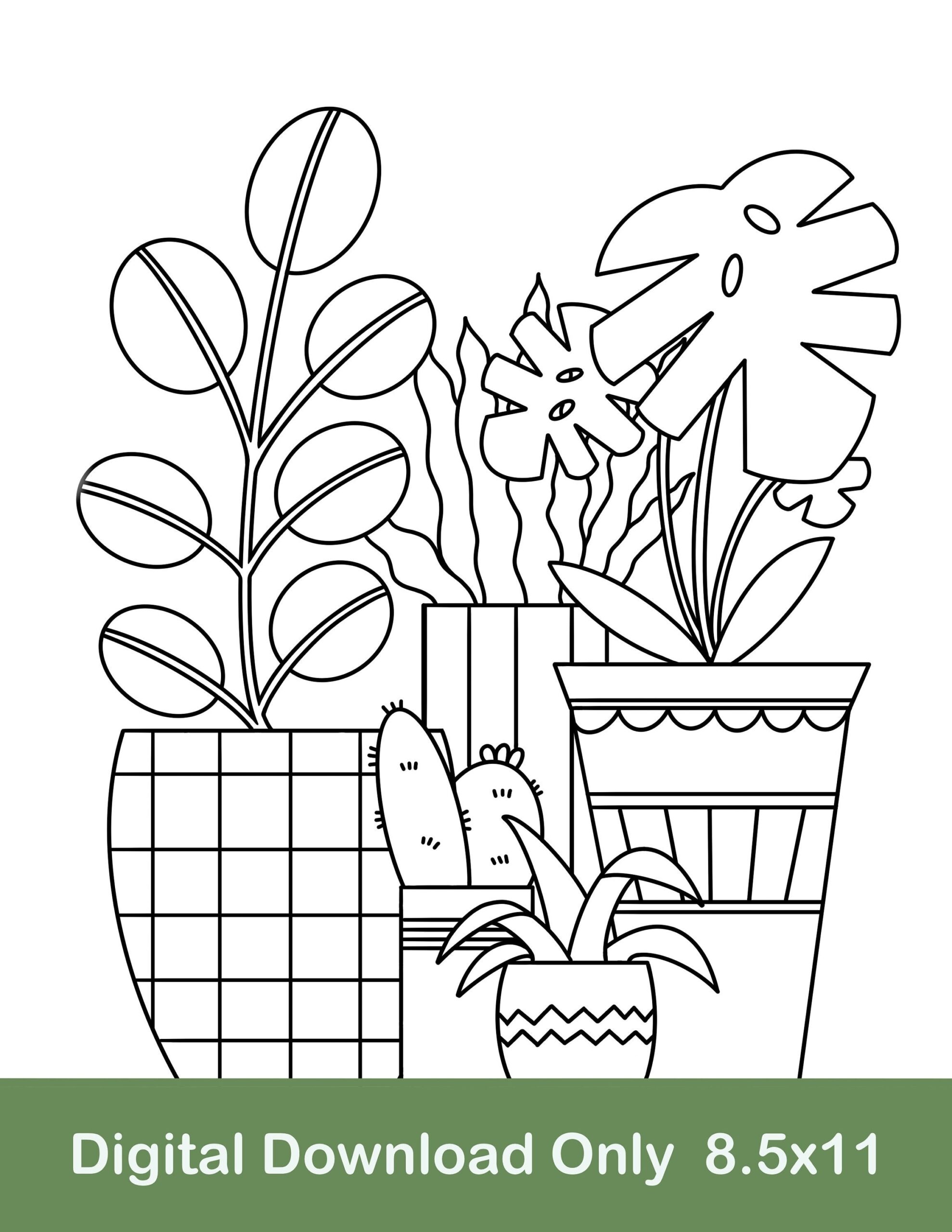 Potted Plant Coloring Page Geometric Pattern digital Download Etsy Potted Plant Coloring Page Geometric Pattern digital Download Etsy