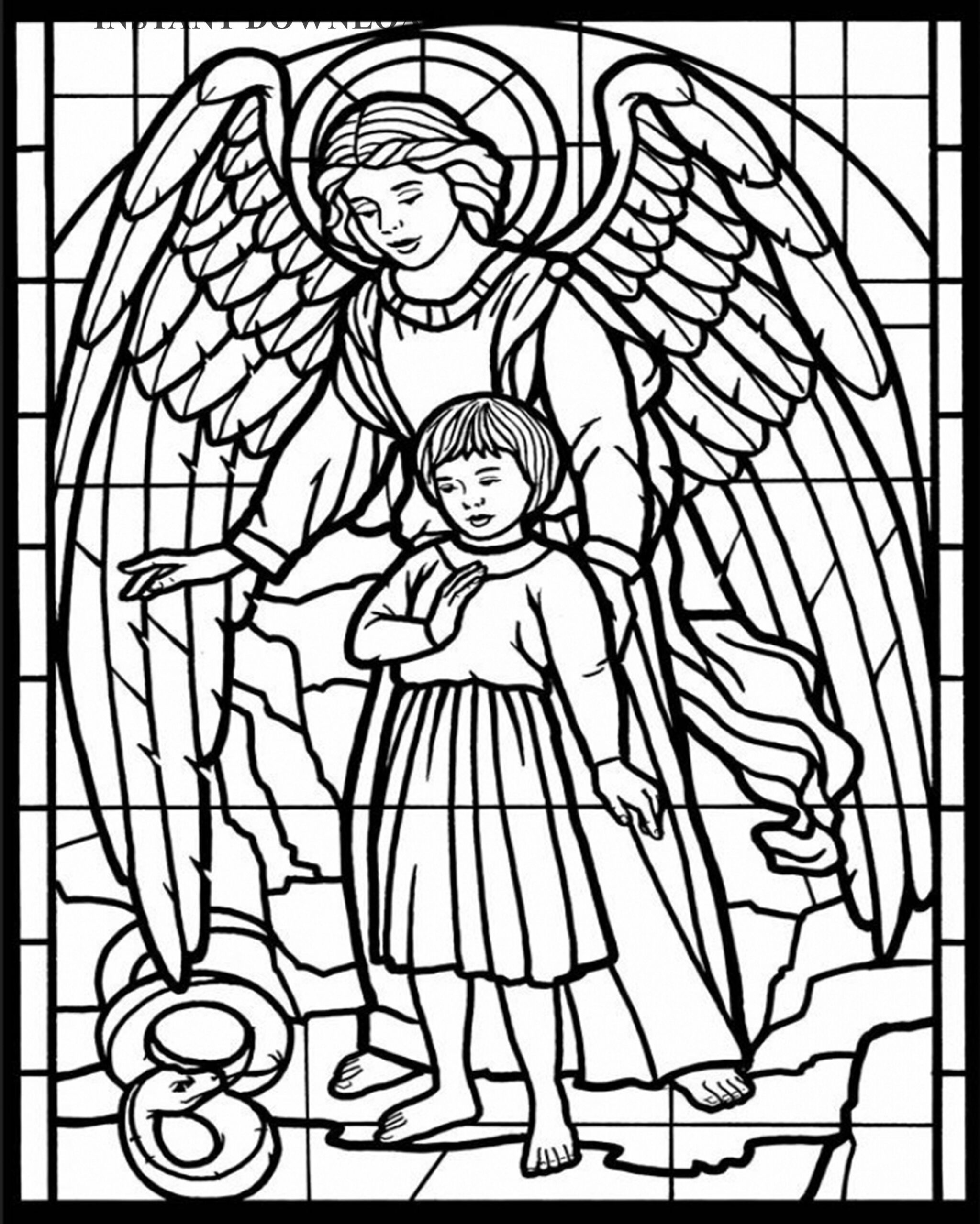 Printable Angel And Child Stained Glass Coloring Page Digital Download 8 X 10 Sheet Etsy Printable Angel And Child Stained Glass Coloring Page Digital Download 8 X 10 Sheet Etsy