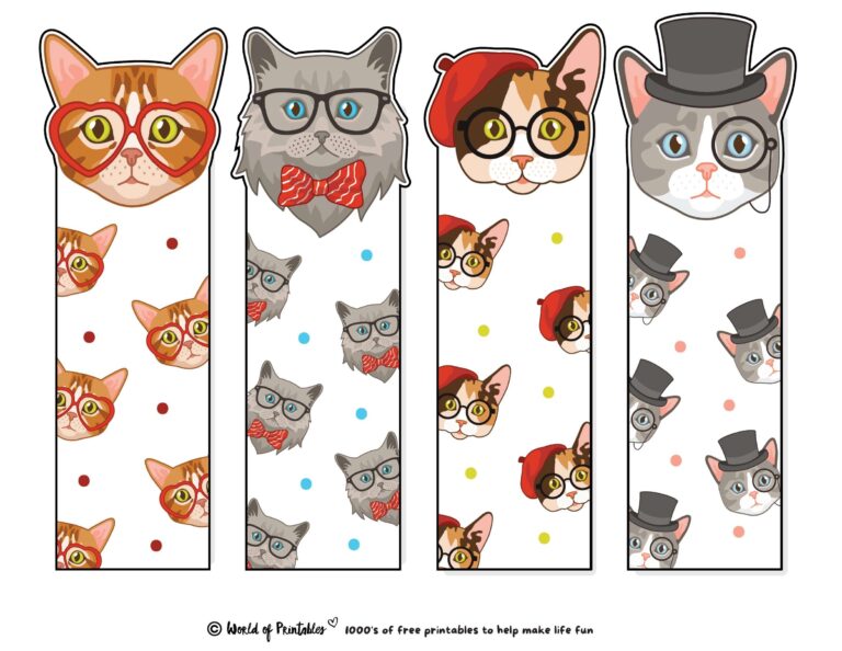 Printable Cat Bookmarks Printable Party Favors