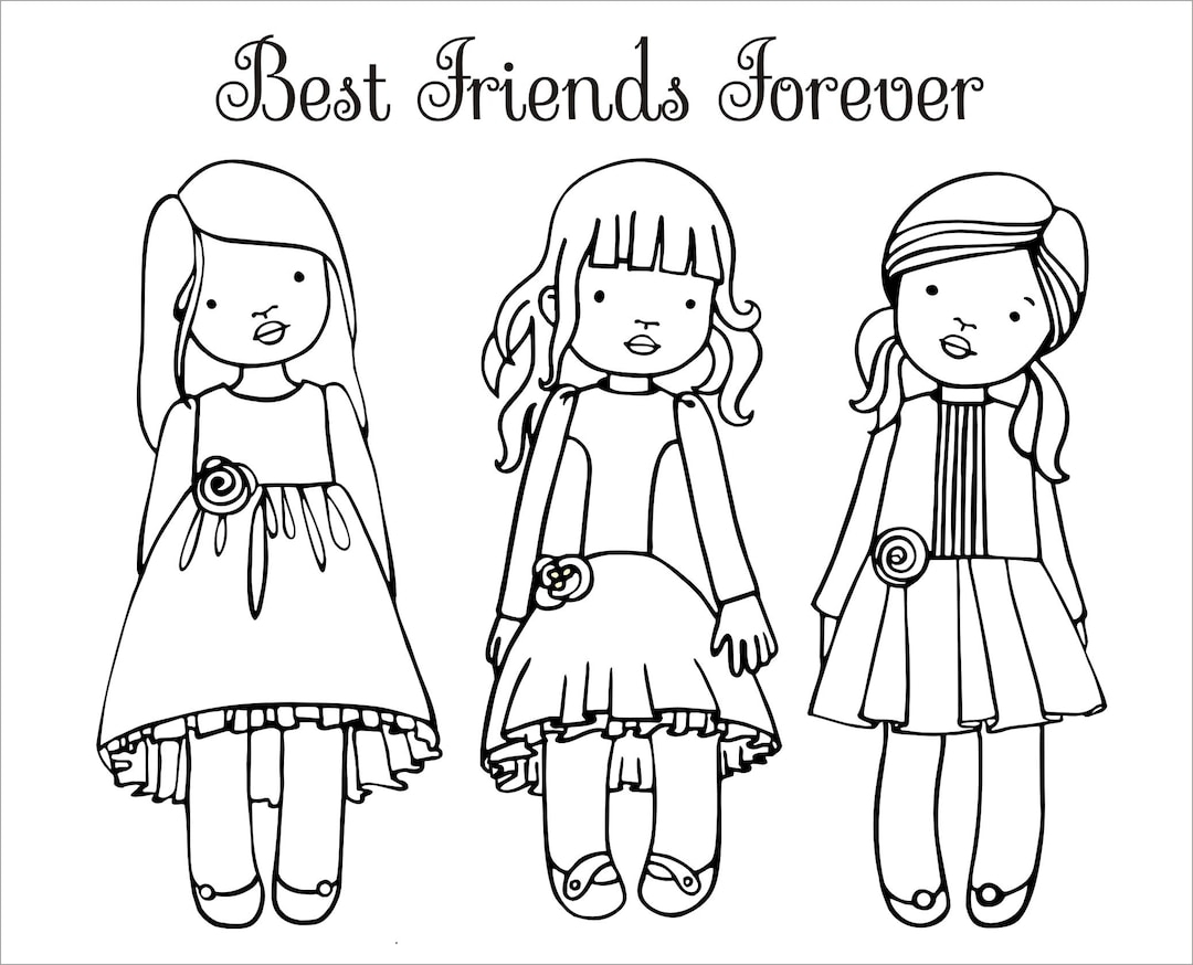 Printable Colouring Page Best Friends Forever Etsy