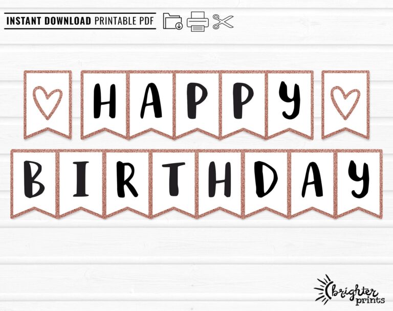 Printable Happy Birthday Banner INSTANT DOWNLOAD DIY Rose Gold Bday Party Decor Etsy
